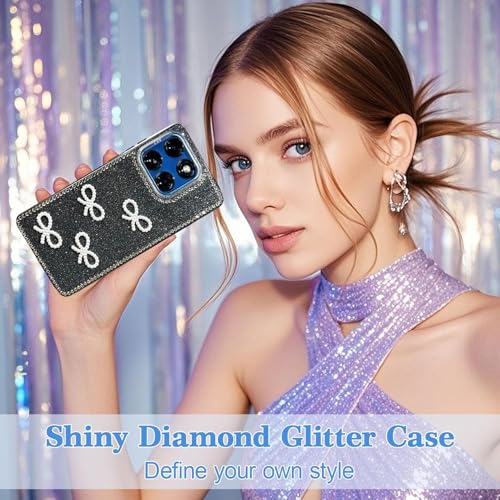 DIZORO for Motorola Moto Edge 60 Fusion 5G / Edge 60 5G Cover,Cute Bow Tie Aesthetic Phone Case,Trendy Slim Hard IMD Shockproof Protective Bumper Designer Phone Back Cover for Women Girls Black - Image 5