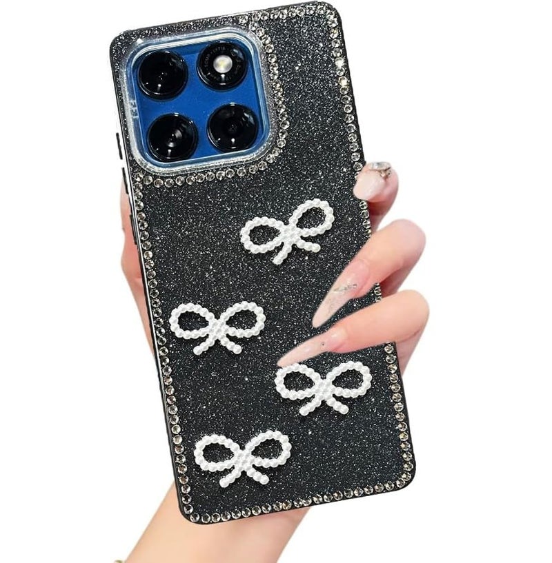 DIZORO for Motorola Moto Edge 60 Fusion 5G / Edge 60 5G Cover,Cute Bow Tie Aesthetic Phone Case,Trendy Slim Hard IMD Shockproof Protective Bumper Designer Phone Back Cover for Women Girls Black - Image 1