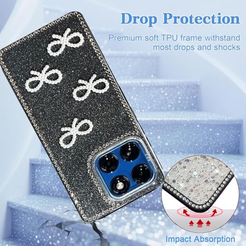 DIZORO for Motorola Moto Edge 60 Fusion 5G / Edge 60 5G Cover,Cute Bow Tie Aesthetic Phone Case,Trendy Slim Hard IMD Shockproof Protective Bumper Designer Phone Back Cover for Women Girls Black - Image 4