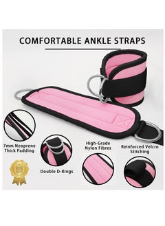 Rock Pow Ankle Straps (2 Pack) | Ankle Strap for Cable Machine, Ankle Bands for Working Out, Cable Ankle Strap, Cable Machine Attachment, Ankle Cable Attachments for Gym  - Image 2
