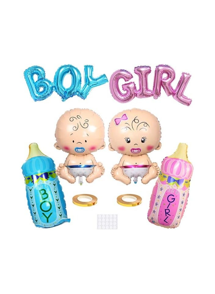 6pcs Baby Boy Girl Party Balloons Helium Balloon Gender Reveal Balloon Baby Boy/Girl Blue/Pink Bottle Boy/Girl Letter Foil Balloon for It is a Boy/Girl Baby Shower Birthday Party Decoration - Image 1
