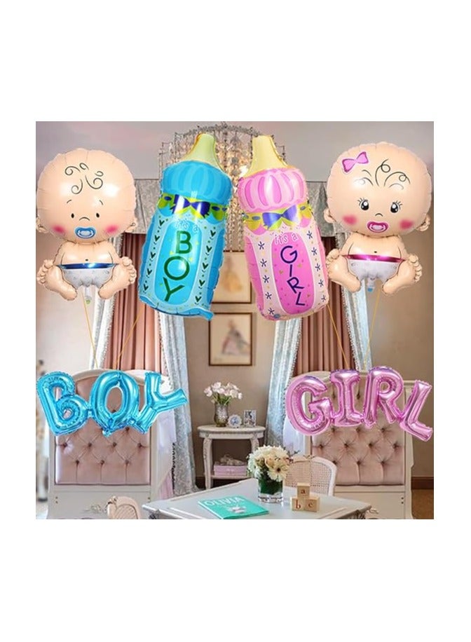6pcs Baby Boy Girl Party Balloons Helium Balloon Gender Reveal Balloon Baby Boy/Girl Blue/Pink Bottle Boy/Girl Letter Foil Balloon for It is a Boy/Girl Baby Shower Birthday Party Decoration - Image 3