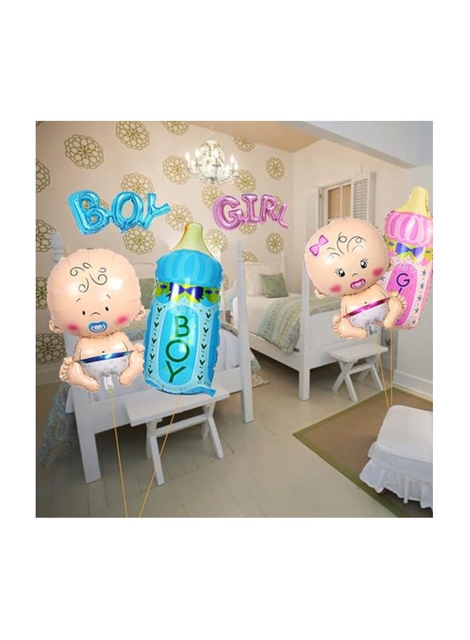 6pcs Baby Boy Girl Party Balloons Helium Balloon Gender Reveal Balloon Baby Boy/Girl Blue/Pink Bottle Boy/Girl Letter Foil Balloon for It is a Boy/Girl Baby Shower Birthday Party Decoration - Image 2