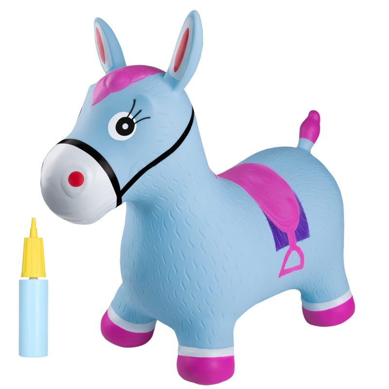 INPANY Bouncy Horse Hopper Toys Toddlers Bouncing Farm Animals Inflatable Jumping Hopping Horse Ride on Rubber Bouncer for Kids Outdoor Indoor Cool Birthday Gifts for 2 3 4 Year Old Girl Boy - Image 2