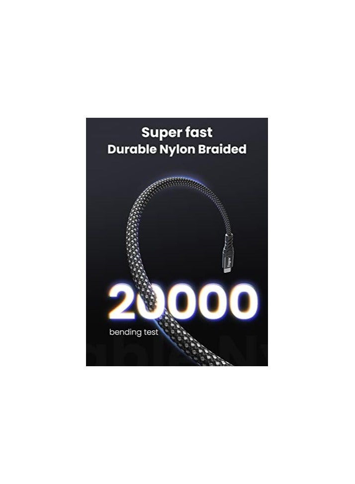 فاسجير كابل USB C إلى USB C بقدرة 240 واط - حزمة واحدة بطول 10 أقدام PD 3.1 USB 2.0 نوع C 5A كابل شحن سريع بزاوية قائمة من النايلون المضفر متوافق مع Surface Book 2 وGoogle Pixel 6 Pro وMac-Book Pro Charger - Image 4