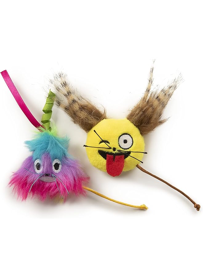 SmartyKat 2 Count Mouse Moods Emoji Wink Face And Rainbow Poop Plush Catnip Cat Toys Multi Color 2 Count - Image 1