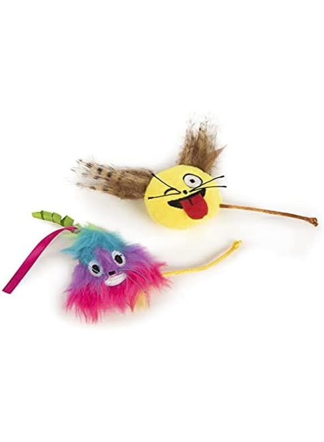 SmartyKat 2 Count Mouse Moods Emoji Wink Face And Rainbow Poop Plush Catnip Cat Toys Multi Color 2 Count - Image 2