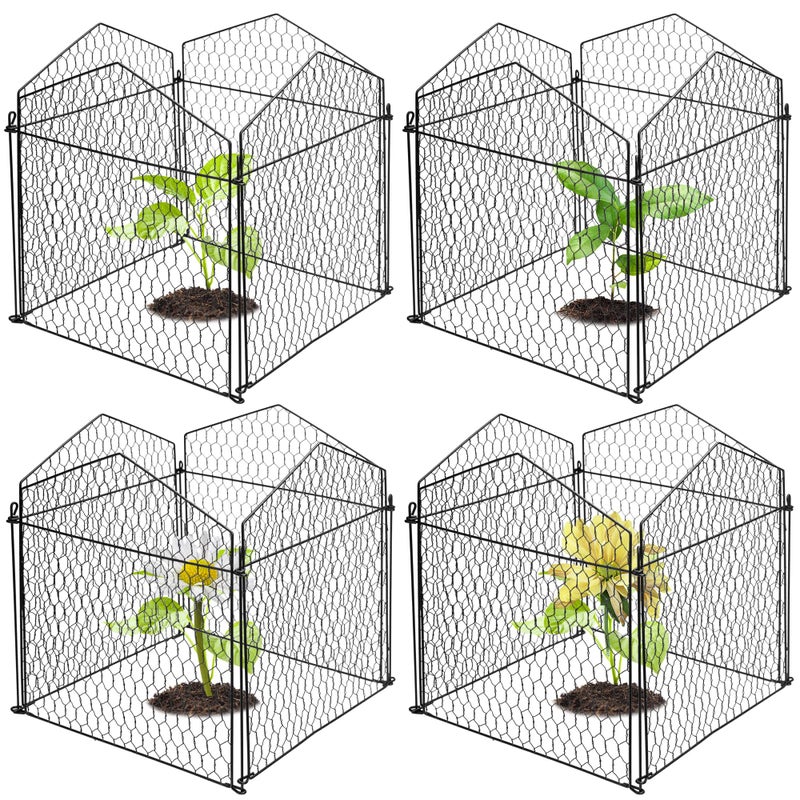 DECOHS ديكوهس 4 عبوات من أسلاك الدجاج لحماية النباتات من الحيوانات حامي نباتات الحديقة