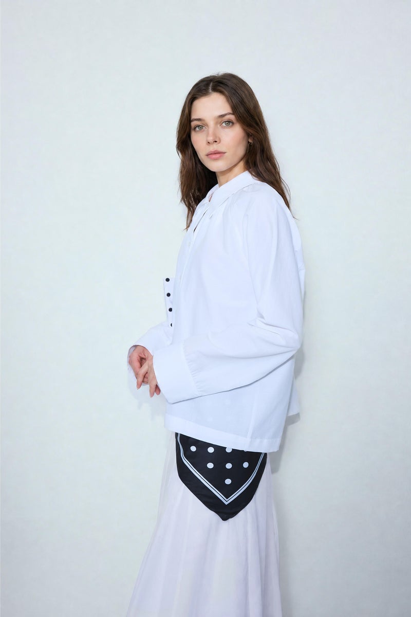 DeFacto White Woman White Poplin Long Sleeve Tunic Casual - Image 3