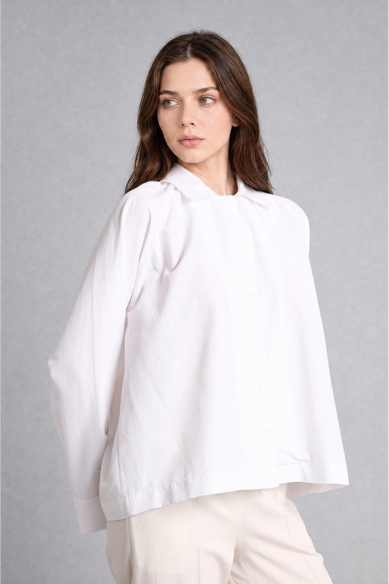 DeFacto White Woman White Poplin Long Sleeve Tunic Casual - Image 5