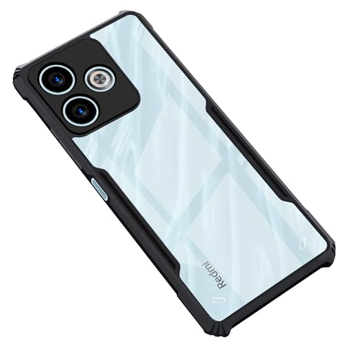 CEDO Redmi 13 (5G)/ Redmi 13 Prime Edition/Poco M6 Plus (5G) Back Case Cover | Camera Protection Shockproof | Acrylic Crystal Clear 360 Degree Protection TPU+PC | Transparent Back Case Cover (Black) - Image 1