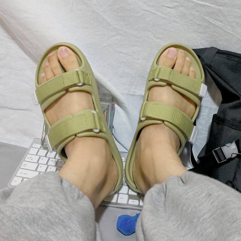 Couple One Word Home Slippers Wear Home Plus Size Men'S And Women'S Slippers Feeling Leisure Thick Bottom Tide - Image 5