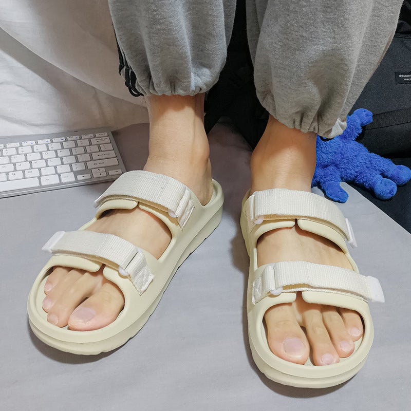 Couple One Word Home Slippers Wear Home Plus Size Men'S And Women'S Slippers Feeling Leisure Thick Bottom Tide - Image 4