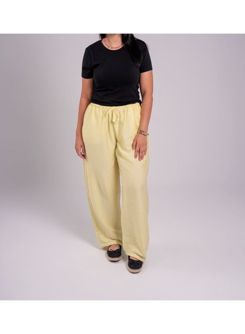 Women's Linen Blend Wide Leg Palazzo Pants, High Waist Drawstring Trousers with Pockets, Casual Summer Loose Fit - Image 1