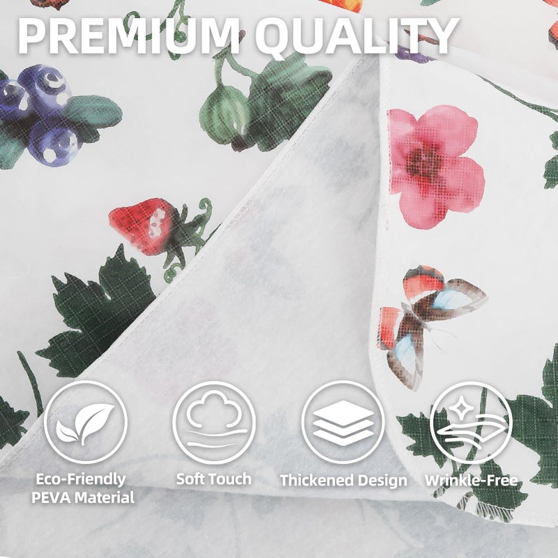 NESAYVER Spring Vinyl Tablecloth with Flannel Backing for Rectangle Tables, 84 * 60 Inch Heavy Duty PEVA Waterproof Plastic Oilcloth, Wipeable Reusable Table Cover for Outdoor, Kitchen, Butterfly - Image 4