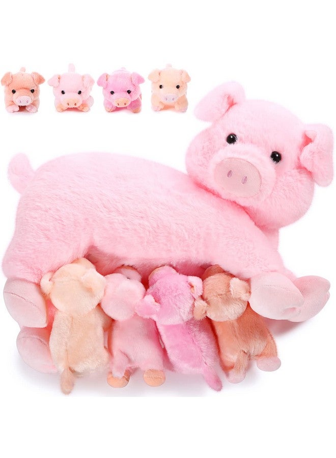 Honoson Nurturing Pig Stuffed Animal With Babies, Soft Cuddly Piggy Plush Set For Toddlers Plushy Nursing Mommy Pig With 4 Stuffed Magnetic Baby Pigs For Boys Girls Farm Birthday Gifts(Cute) - Image 1