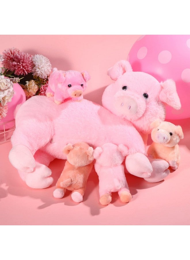 Honoson Nurturing Pig Stuffed Animal With Babies, Soft Cuddly Piggy Plush Set For Toddlers Plushy Nursing Mommy Pig With 4 Stuffed Magnetic Baby Pigs For Boys Girls Farm Birthday Gifts(Cute) - Image 5