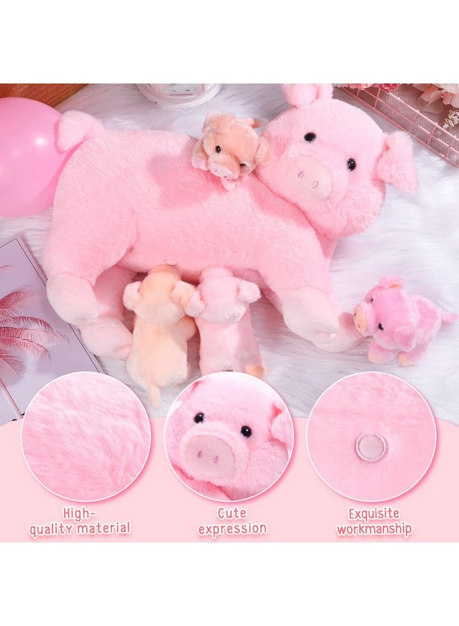 Honoson Nurturing Pig Stuffed Animal With Babies, Soft Cuddly Piggy Plush Set For Toddlers Plushy Nursing Mommy Pig With 4 Stuffed Magnetic Baby Pigs For Boys Girls Farm Birthday Gifts(Cute) - Image 4
