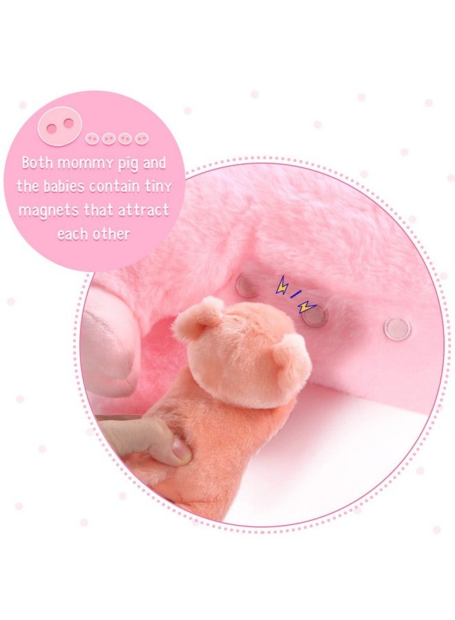 Honoson Nurturing Pig Stuffed Animal With Babies, Soft Cuddly Piggy Plush Set For Toddlers Plushy Nursing Mommy Pig With 4 Stuffed Magnetic Baby Pigs For Boys Girls Farm Birthday Gifts(Cute) - Image 3