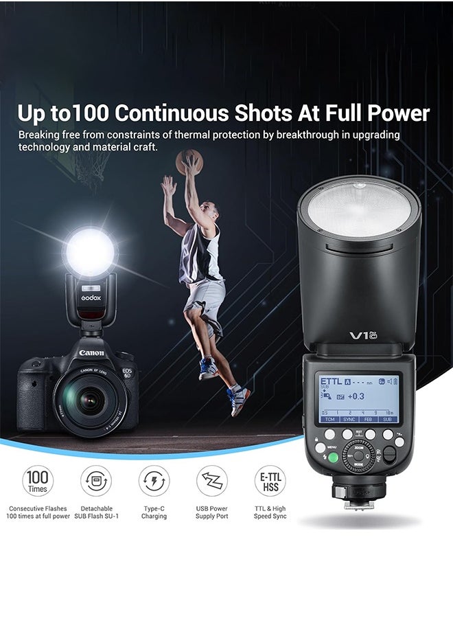 فلاش كاميرا GODOX V1 PRO N فلاش كاميرا GODOX V1 PRO N فلاش لاسلكي 2.4G ضوء سريع لاسلكي 1/8000 ثانية HSS 1.3 ثانية وقت إعادة التدوير مع وضع الفلاش M/TTL من النوع C مع فلاش فلاش فلاش فرعي متوافق مع كاميرات نيكون