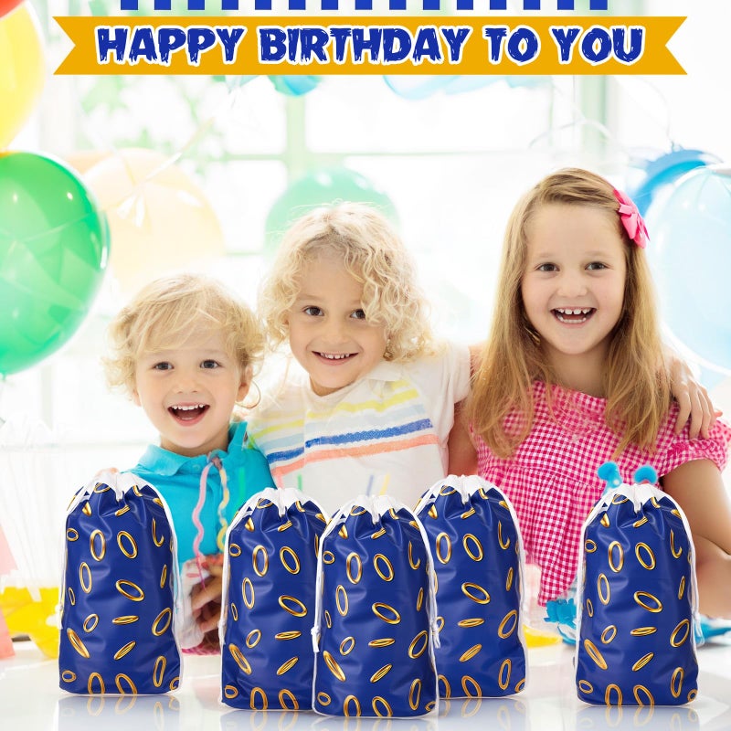 Marspark 48 Pcs Blue with Gold Ring Goodie Bags Drawstring Video Game Party Bags Blue and Golden Ring Video Games Party Favors for Candy Treats Cartoon Birthday Supplies Gamer's Night Decorations - Image 5
