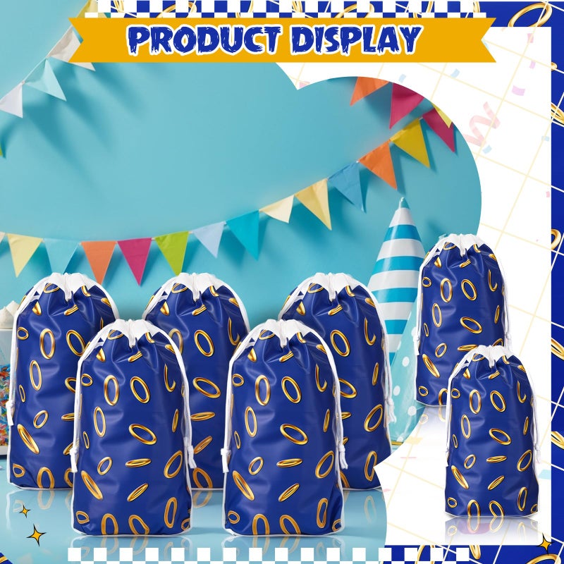 Marspark 48 Pcs Blue with Gold Ring Goodie Bags Drawstring Video Game Party Bags Blue and Golden Ring Video Games Party Favors for Candy Treats Cartoon Birthday Supplies Gamer's Night Decorations - Image 4