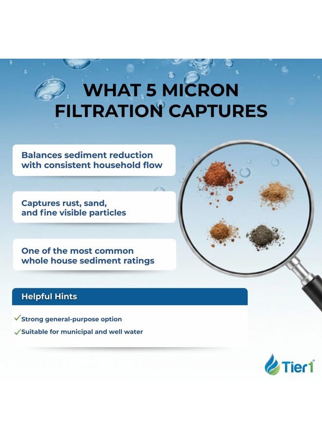 Tier1 5 Micron 10 Inch x 4.5 Inch | 16-Pack Spun Wound Polypropylene Whole House Sediment Water Filter Replacement Cartridge | Compatible with Pentek DGD-5005, 155357-43, WDGD-5005, Home Water Filter - Image 5