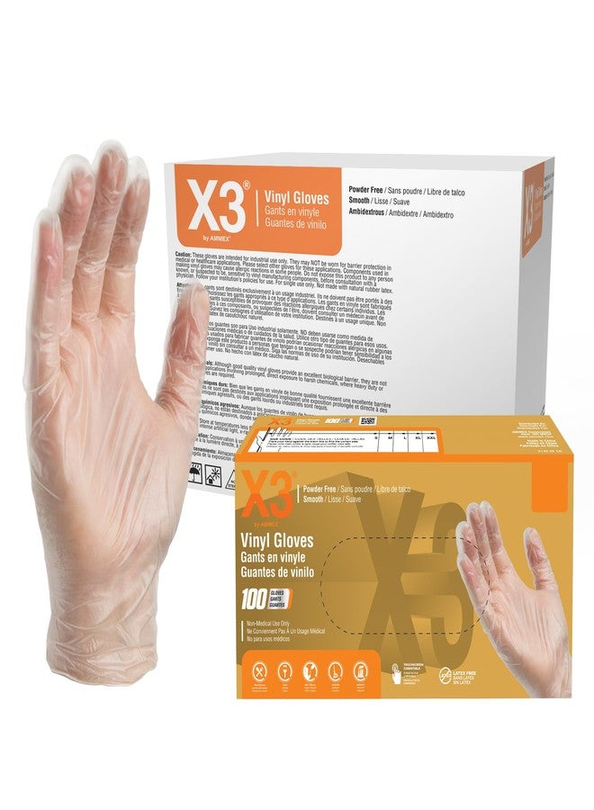 Ammex X3 Clear Vinyl Disposable Industrial Gloves, 3 Mil, Latex & Powder-Free, Food-Safe, Non-Sterile, Smooth, Medium, Case of 1000 - Image 1