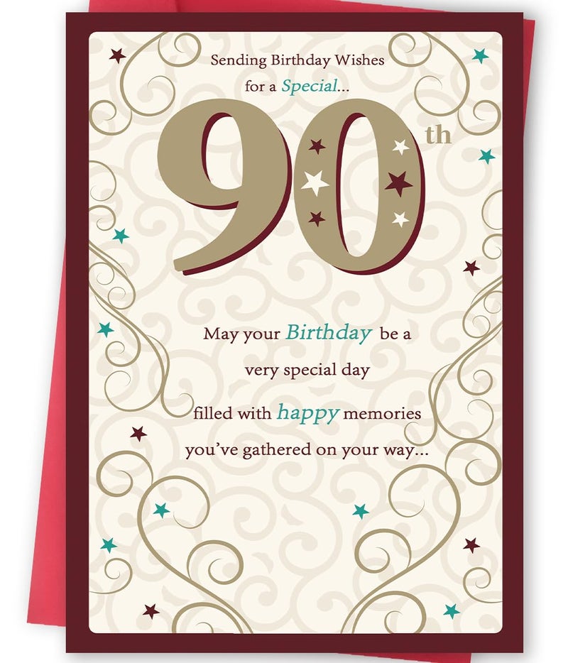 FANCYLUCKY Happy 90th Birthday Card Gifts for Women Men, Unique Bday Greeting Gifts for 90 Year Old Woman Man, Funny 90th Birthday Decoration for Grandpa Grandma Dad Mom - Image 1