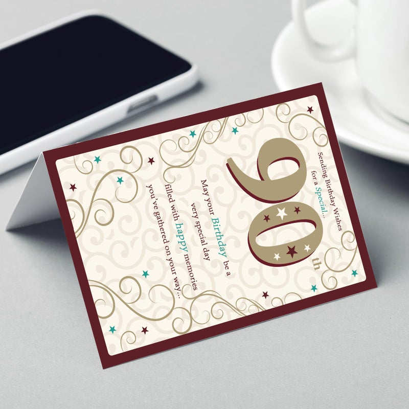 FANCYLUCKY Happy 90th Birthday Card Gifts for Women Men, Unique Bday Greeting Gifts for 90 Year Old Woman Man, Funny 90th Birthday Decoration for Grandpa Grandma Dad Mom - Image 4