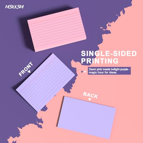 MSKKSM Colored Index Cards 3x5 Inch - 200 Pack, Ruled Index Flash Cards for Studying, 180GSM Lined Index Note Cards 3x5 Index Cards, Colored Flashcards 3 x 5 Notecards Lined Study Card for Office and School - Image 3