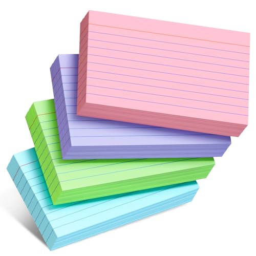 MSKKSM Colored Index Cards 3x5 Inch - 200 Pack, Ruled Index Flash Cards for Studying, 180GSM Lined Index Note Cards 3x5 Index Cards, Colored Flashcards 3 x 5 Notecards Lined Study Card for Office and School - Image 1