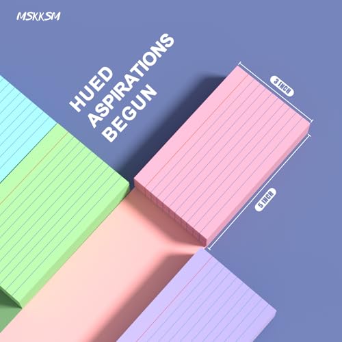 MSKKSM Colored Index Cards 3x5 Inch - 200 Pack, Ruled Index Flash Cards for Studying, 180GSM Lined Index Note Cards 3x5 Index Cards, Colored Flashcards 3 x 5 Notecards Lined Study Card for Office and School - Image 2