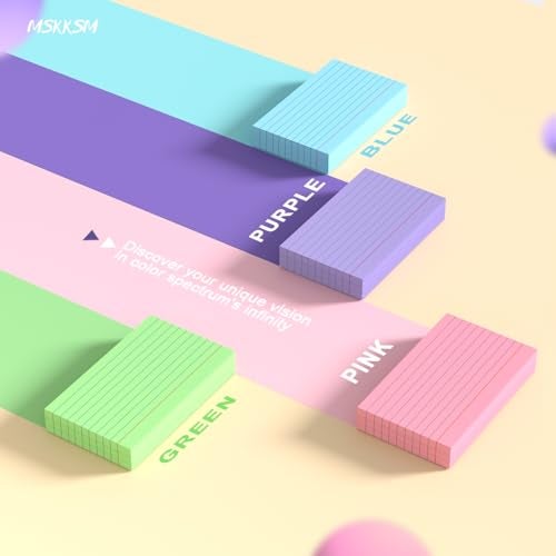 MSKKSM Colored Index Cards 3x5 Inch - 200 Pack, Ruled Index Flash Cards for Studying, 180GSM Lined Index Note Cards 3x5 Index Cards, Colored Flashcards 3 x 5 Notecards Lined Study Card for Office and School - Image 5