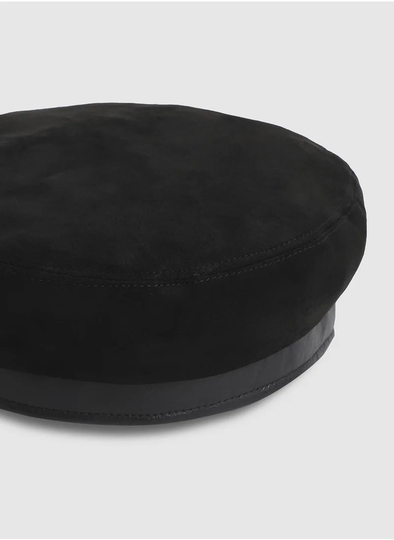 صوص هاوت Contrast Texture Beret Hat - Black