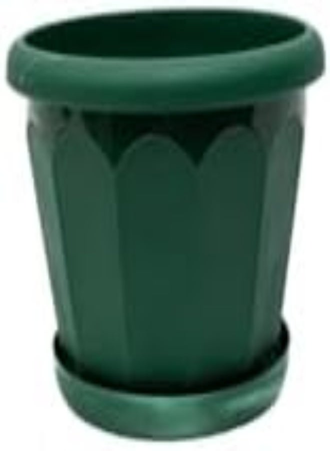 AKDC Lotus Plastic Green Planter 8 With Tray 12X15X12 Green  - Image 1