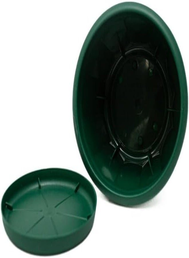 AKDC Lotus Plastic Green Planter 8 With Tray 12X15X12 Green  - Image 3