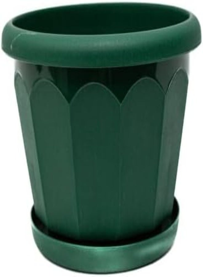 AKDC Lotus Plastic Green Planter 8 With Tray 12X15X12 Green  - Image 4