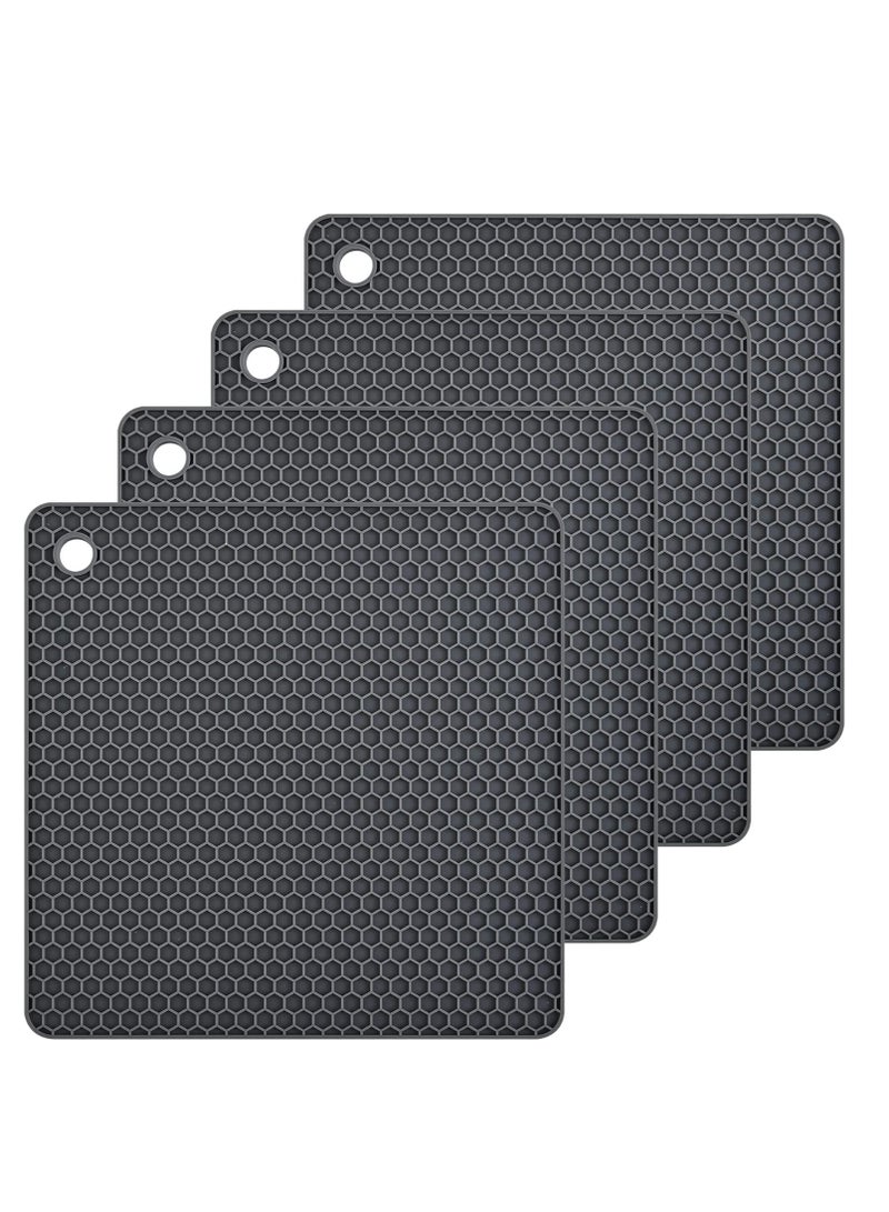 Oasisgalore 4 Pack Silicone Coaster Trivet Pot Mat for Countertop Trivest Pads Heat Resistant Table Placemats  - Image 1