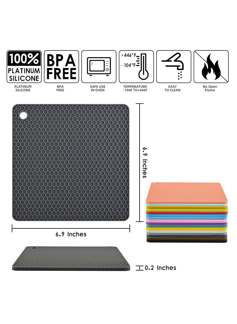 Oasisgalore 4 Pack Silicone Coaster Trivet Pot Mat for Countertop Trivest Pads Heat Resistant Table Placemats  - Image 2