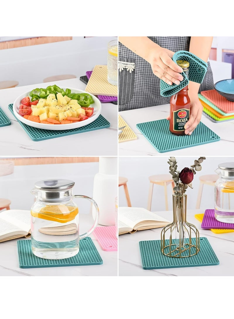 Oasisgalore 4 Pack Silicone Coaster Trivet Pot Mat for Countertop Trivest Pads Heat Resistant Table Placemats  - Image 5