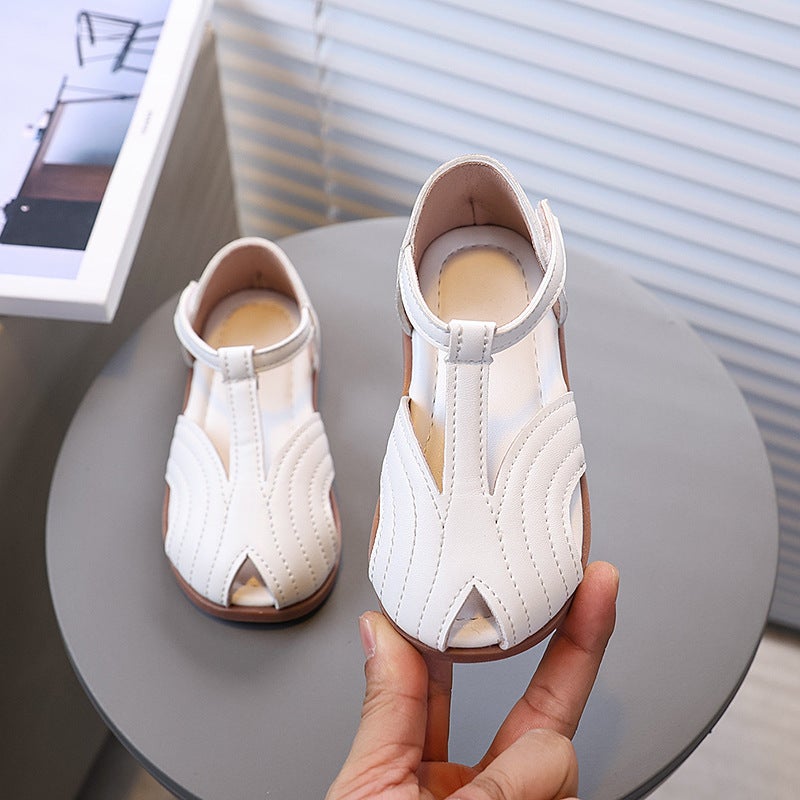 Girls'' silver Peet-toe Sandals 2025 Summer New Children''s Shoes Girls Princess Roman Shoes Children''s Wrap-up Shoes - Image 4