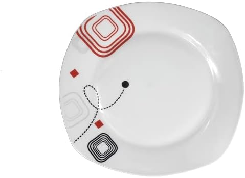 Stylish and Elegant 20 Pieces Porcelain Square Dinnerware Set Service for 4 People for Hosting Parties and Events  Fun Geometrical Theme Design - Image 2