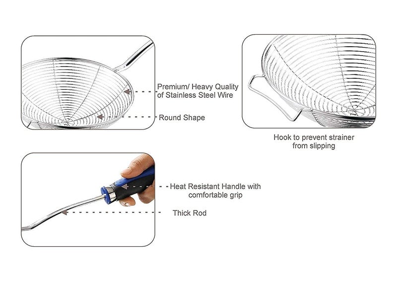 QUALIZA Puri Strainer Poori Jhara Deep Fry Mesh Strainer Puri Bhajiya Gota Pakoda Strainers 1 PC - Image 5