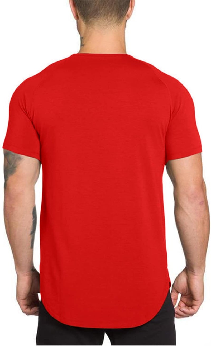 TEZO Mens Gym Workout Slim Fit Short Sleeve T-Shirt Cotton Performance Athletic Shirts Running Fitness Tee - Image 3