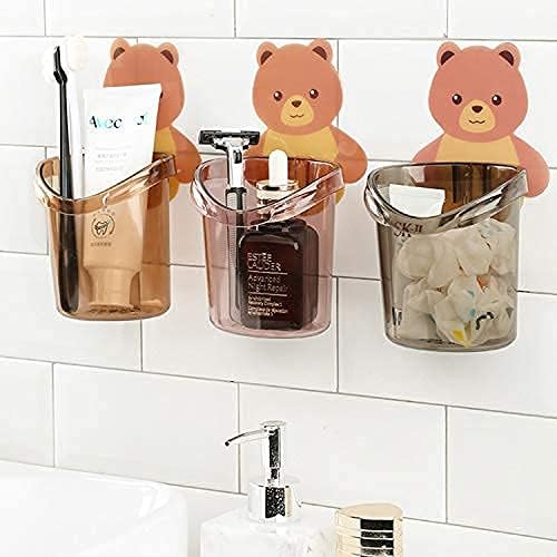 Gra8 Gra8 Teddy Bear Toothbrush Holder Cup // Wall Mount Teddy Bear Toothbrush Holder Case for Keeping Toothpaste, Cream, Lotion & Shampoo (1Pcs) (Multicolor) - Image 3
