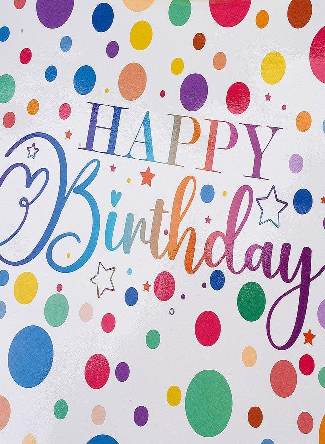XiaosRen 12.6" Large Dots Happy Birthday Gift Bag with Card and Tissue Papers for Kids Presents Wrapping, Party Favors. - Image 3