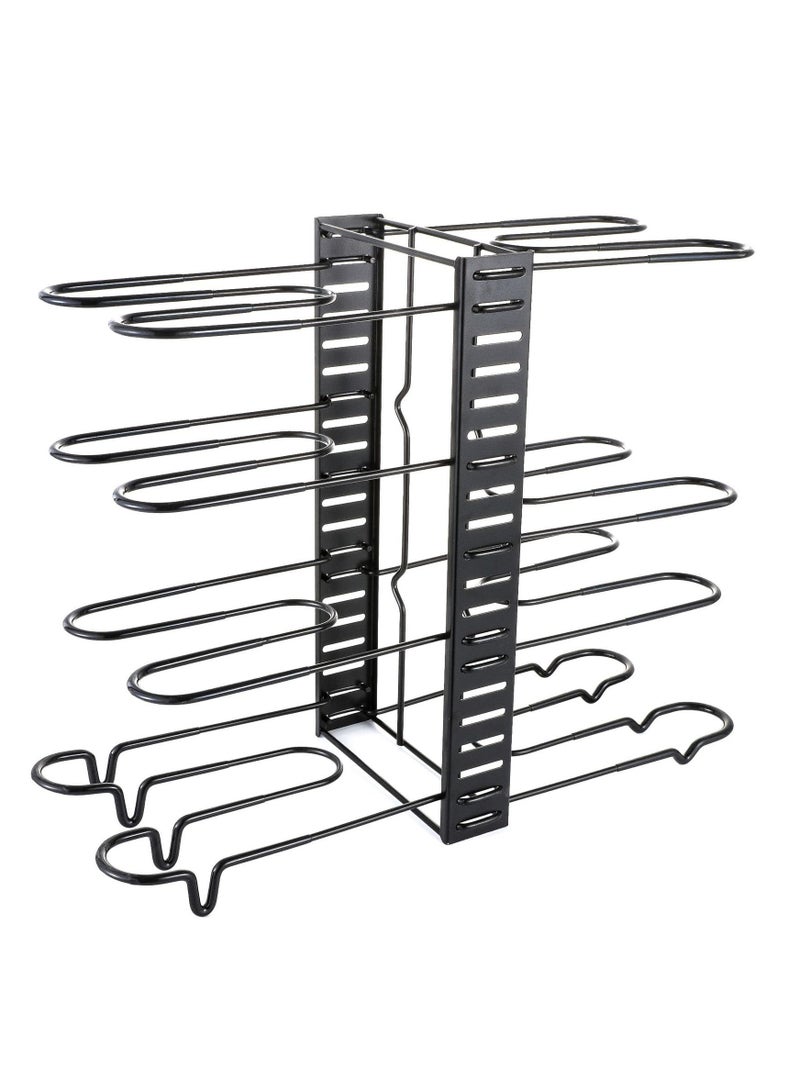 TYCOM Pots and Pans Organizer for Cabinet,Kitchen Organizer and Storage Rack,Space Saving Stand with Adjustable Dividers,8 Layer Double Sided With Iron Wire Black. - Image 2