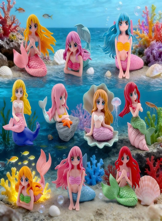 HYSTYLE 10 Pcs Mini Mermaid Figurines, Miniature Mermaid Figurines Cake Toppers for DIY Craft Terrarium Succulent Planter Moss Landscape Birthday Decoration - Image 4