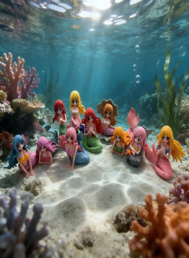HYSTYLE 10 Pcs Mini Mermaid Figurines, Miniature Mermaid Figurines Cake Toppers for DIY Craft Terrarium Succulent Planter Moss Landscape Birthday Decoration - Image 3